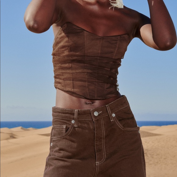 Zara | Tops | Zara Brown Corset | Poshmark